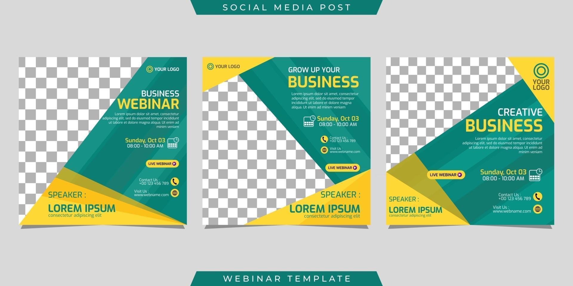 Creative design collection of social media story post templates on green and yellow background vector