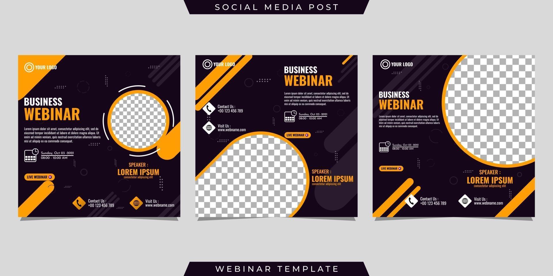 Creative design collection of social media story post templates on yellow and black gradient background vector