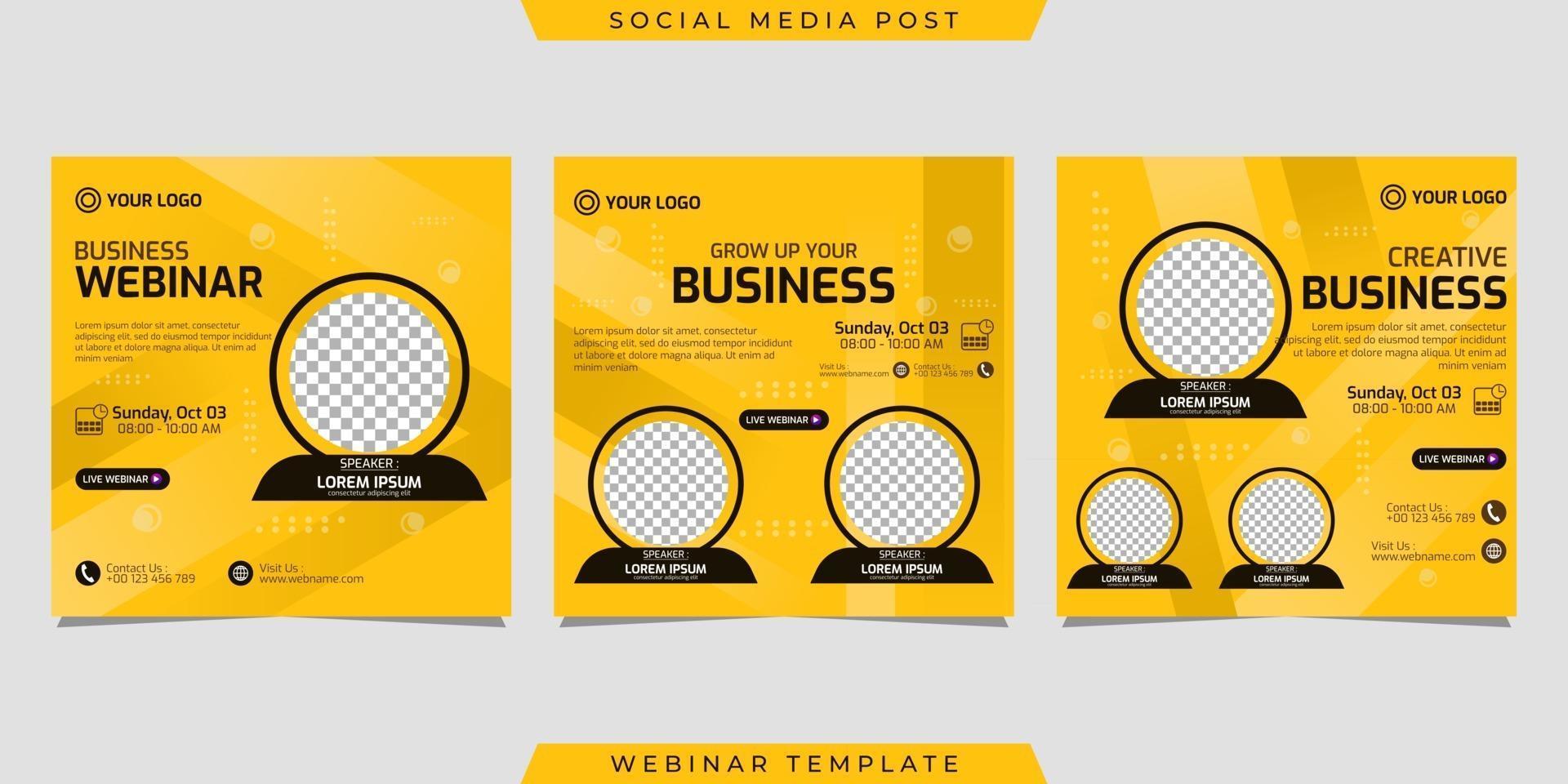 Creative design collection of social media story post templates on yellow gradient background vector