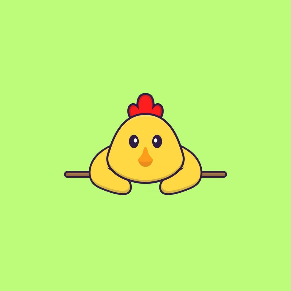 Cute chicken lying down. Animal cartoon concept isolated. Can used for t-shirt, greeting card, invitation card or mascot. Flat Cartoon Style vector