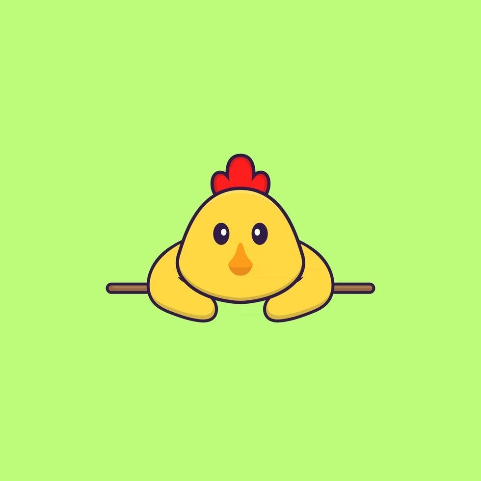 Cute chicken lying down. Animal cartoon concept isolated. Can used for t-shirt, greeting card, invitation card or mascot. Flat Cartoon Style vector