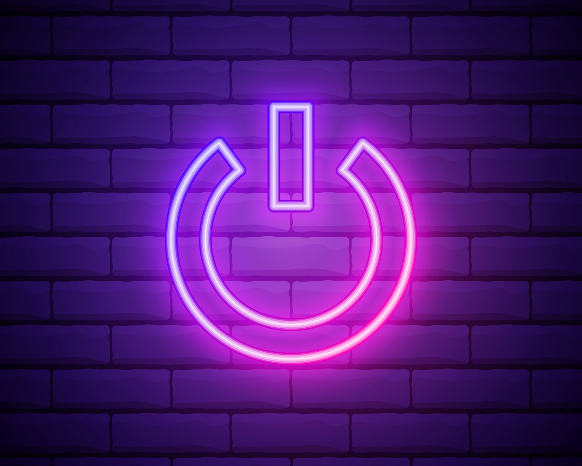 On Off switch, power button icon in neon style. Simple thin line, outline vector of Energy icons