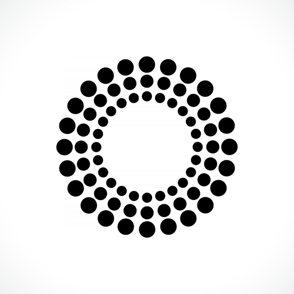 Black abstract vector circle frame halftone dots logo emblem design. Round border Icon using circle dots texture.Vector illustration EPS 10