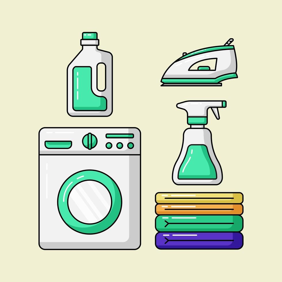 Laundry service set products vector