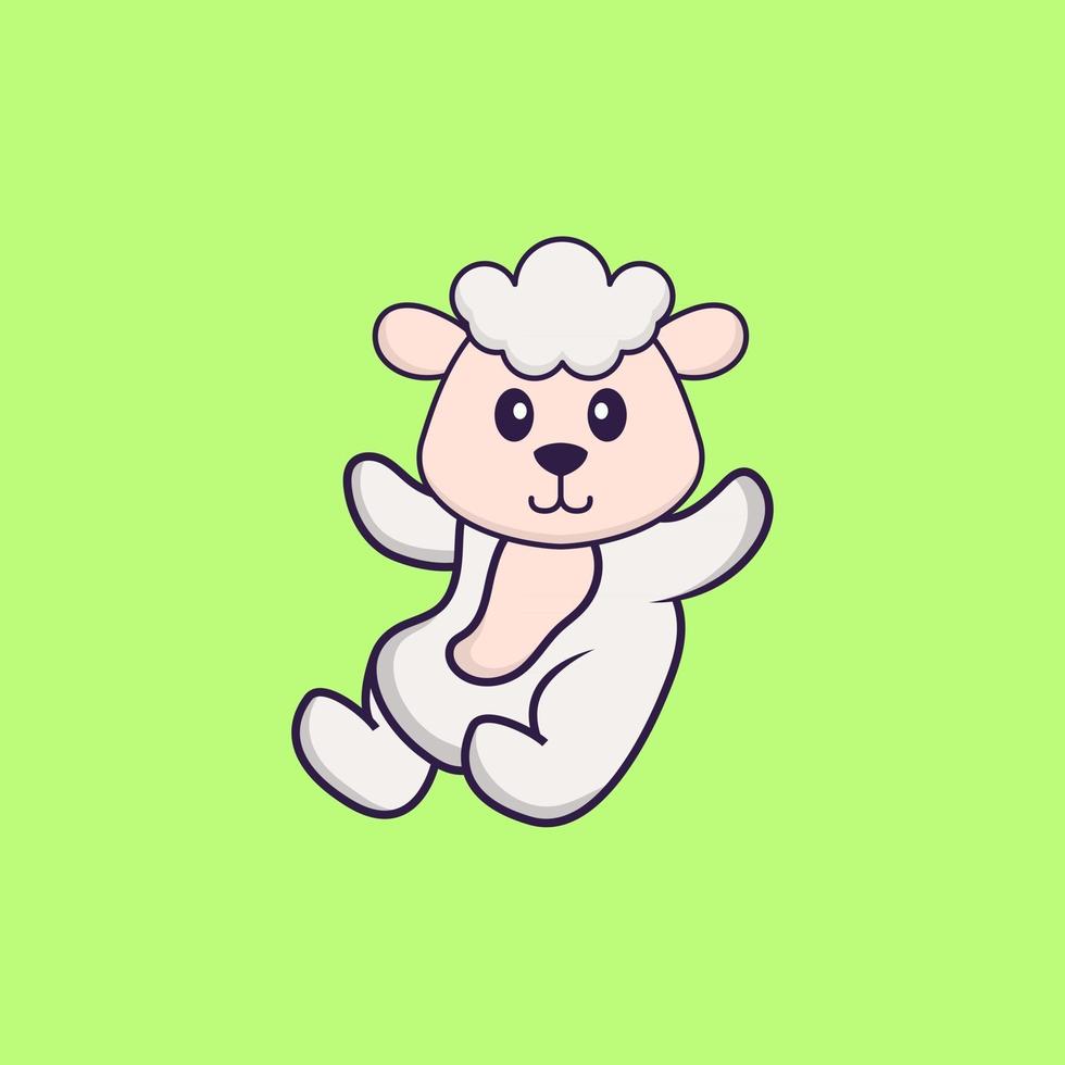 Cute sheep is flying. Animal cartoon concept isolated. Can used for t-shirt, greeting card, invitation card or mascot. Flat Cartoon Style vector