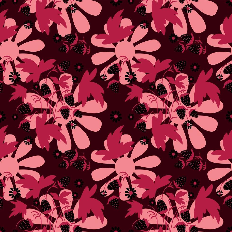 Folk flowers art pattern Floral abstract surface design  Seamless pattern vector