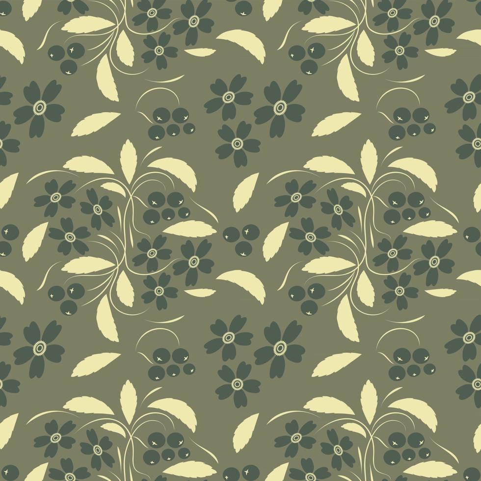 Folk flowers art pattern Floral abstract surface design  Seamless pattern vector