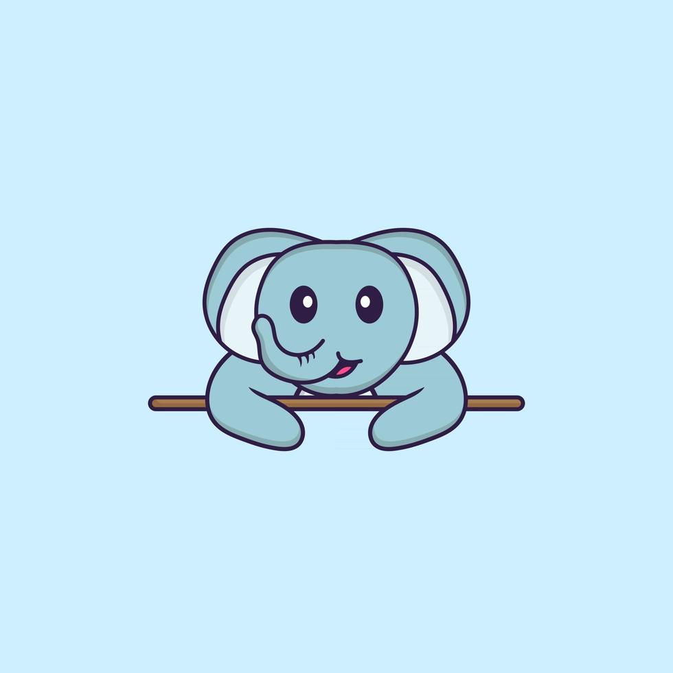 Cute elephant lying down. Animal cartoon concept isolated. Can used for t-shirt, greeting card, invitation card or mascot. Flat Cartoon Style vector