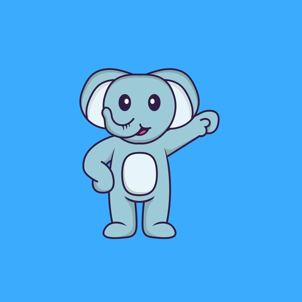Cute elephant hero. Animal cartoon concept isolated. Can used for t-shirt, greeting card, invitation card or mascot. Flat Cartoon Style vector