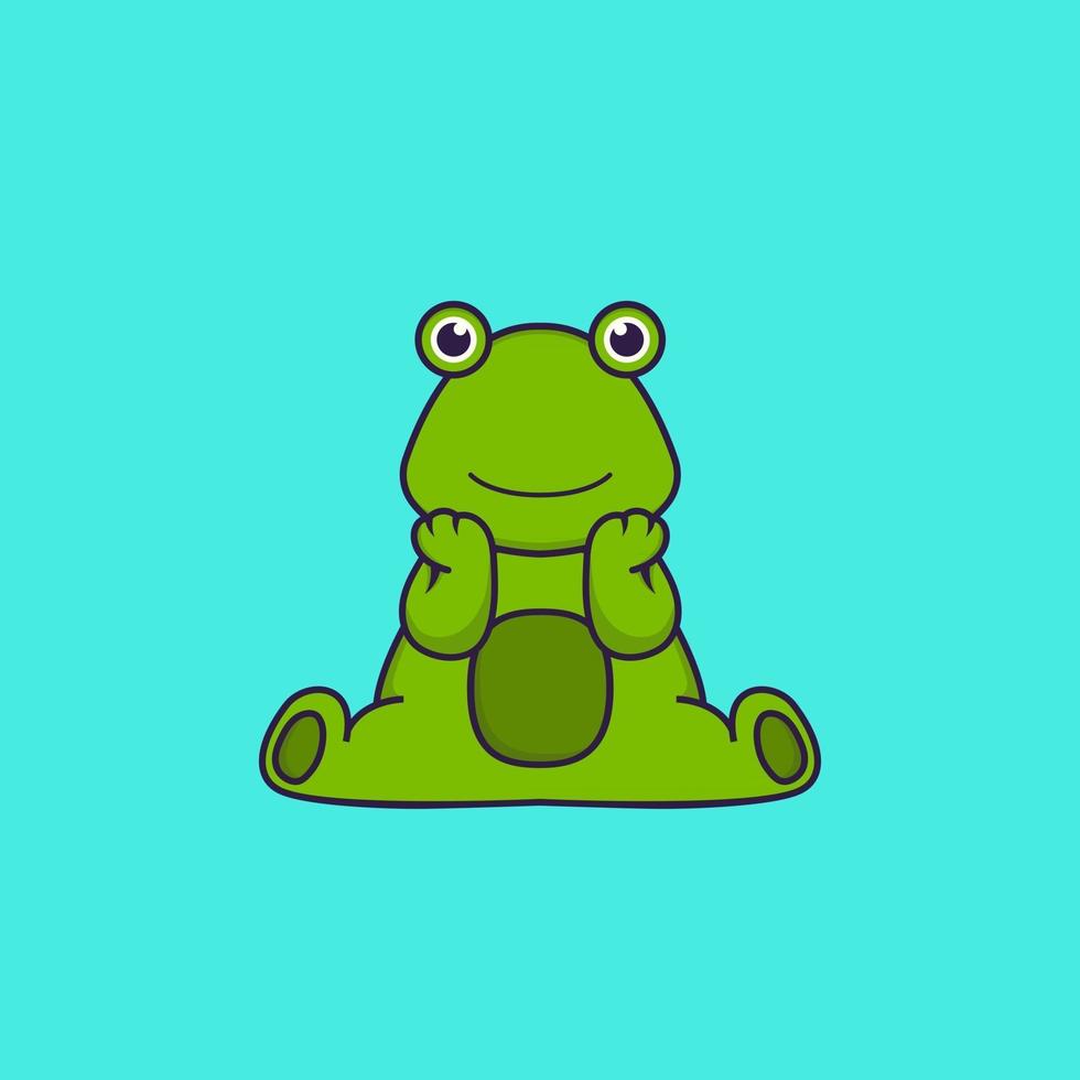 Cute frog is sitting. Animal cartoon concept isolated. Can used for t-shirt, greeting card, invitation card or mascot. Flat Cartoon Style vector