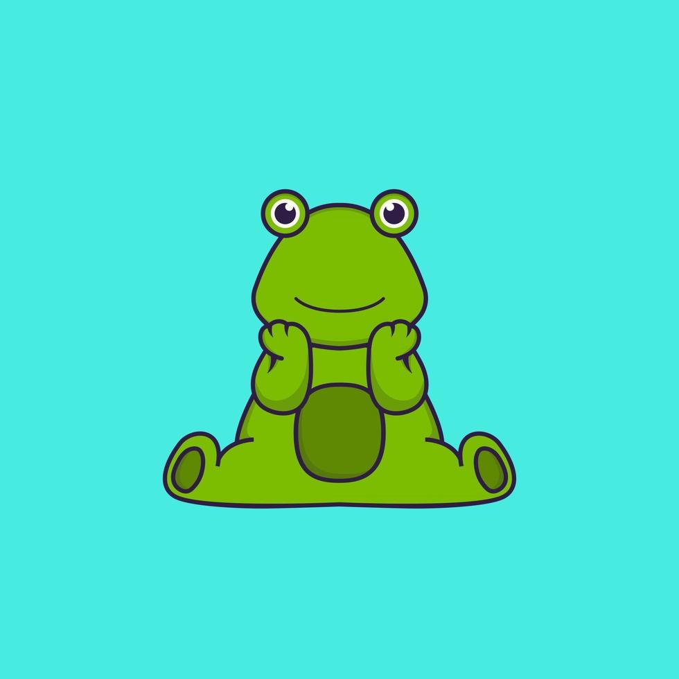 Cute frog is sitting. Animal cartoon concept isolated. Can used for t-shirt, greeting card, invitation card or mascot. Flat Cartoon Style vector