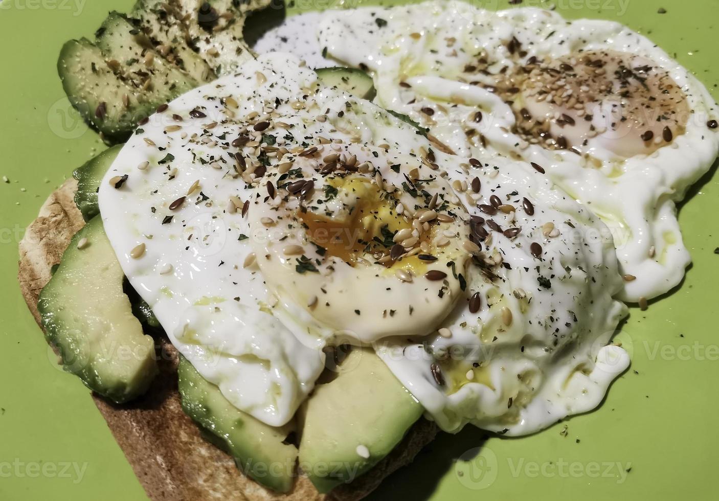 Egg toast with avocado photo