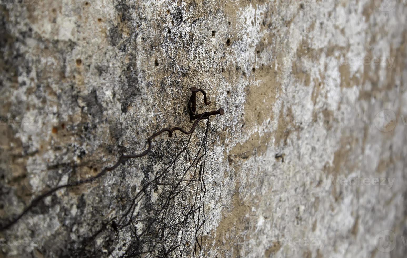 clavo oxidado en madera foto