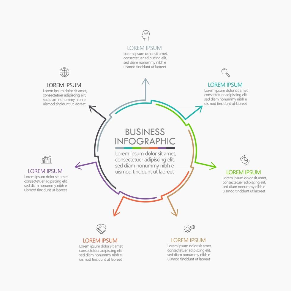 círculo empresarial. Iconos de infografía de línea de tiempo diseñados para la plantilla de fondo abstracto vector