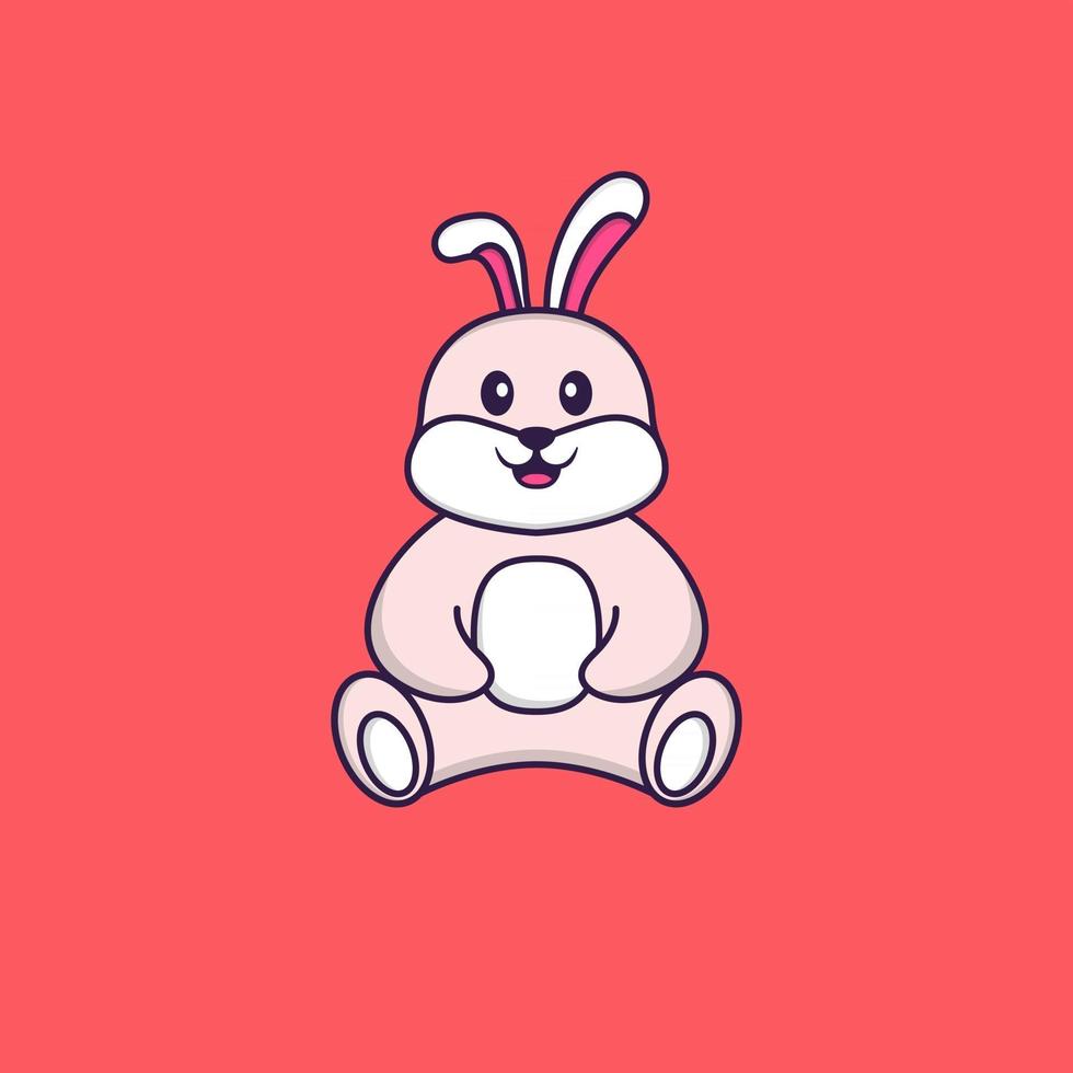 Cute rabbit is sitting. Animal cartoon concept isolated. Can used for t-shirt, greeting card, invitation card or mascot. Flat Cartoon Style vector