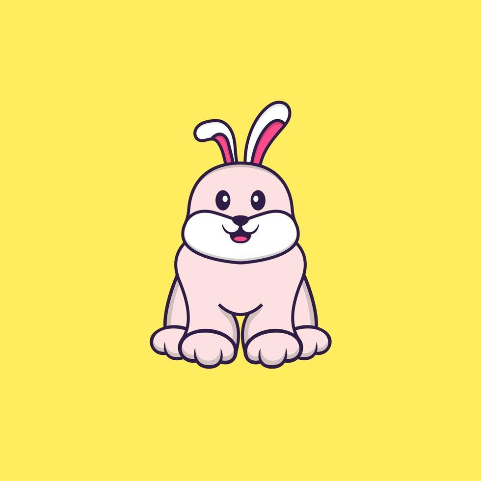 Cute rabbit is sitting. Animal cartoon concept isolated. Can used for t-shirt, greeting card, invitation card or mascot. Flat Cartoon Style vector