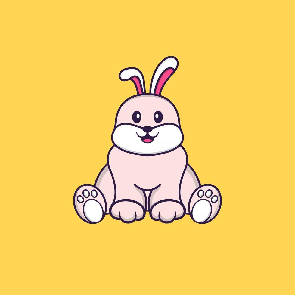 Cute rabbit is sitting. Animal cartoon concept isolated. Can used for t-shirt, greeting card, invitation card or mascot. Flat Cartoon Style vector