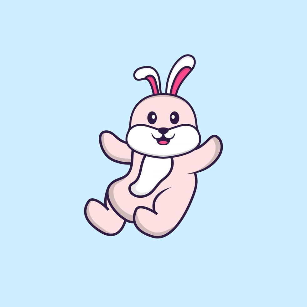 Cute rabbit is flying. Animal cartoon concept isolated. Can used for t-shirt, greeting card, invitation card or mascot. Flat Cartoon Style vector