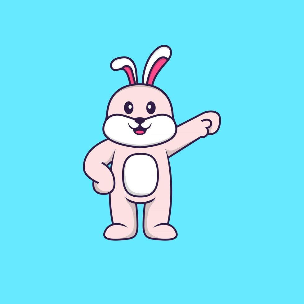 Cute rabbit hero. Animal cartoon concept isolated. Can used for t-shirt, greeting card, invitation card or mascot. Flat Cartoon Style vector