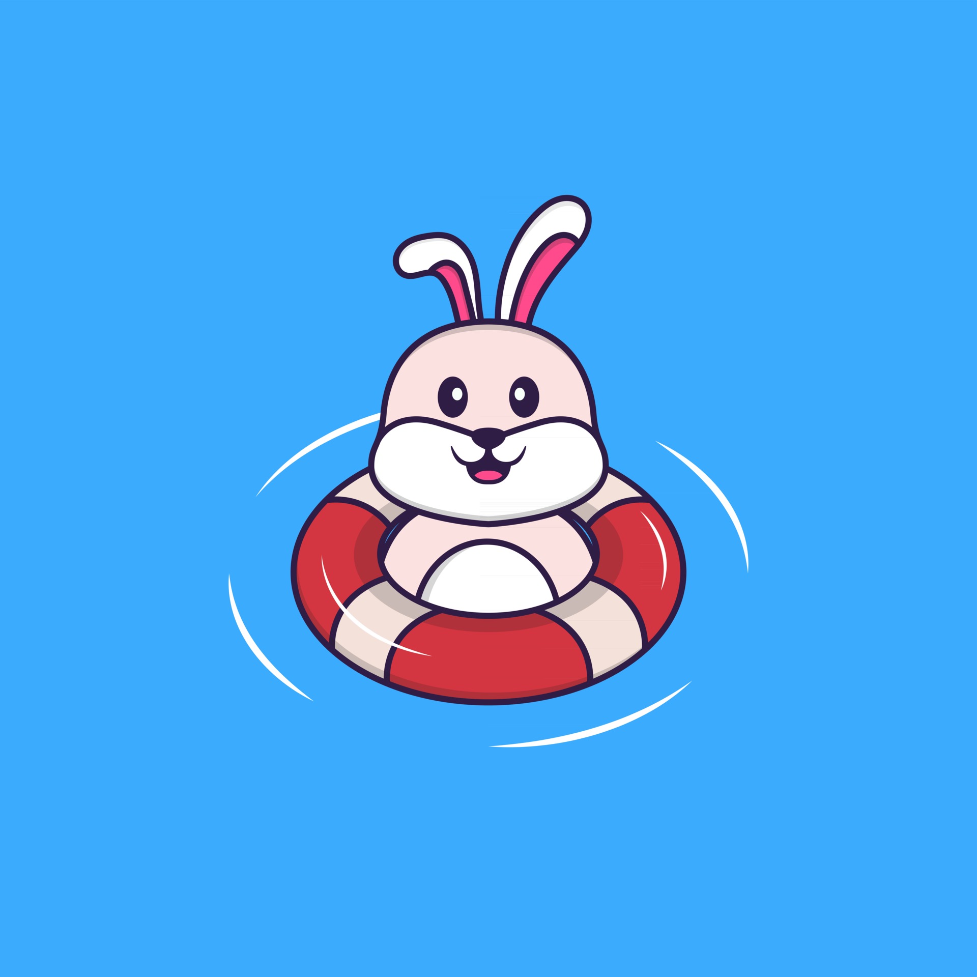 可愛 卡通 夏天 夏日, 兔子, 可愛, 游泳素材圖案，PSD和PNG圖片免費下載
