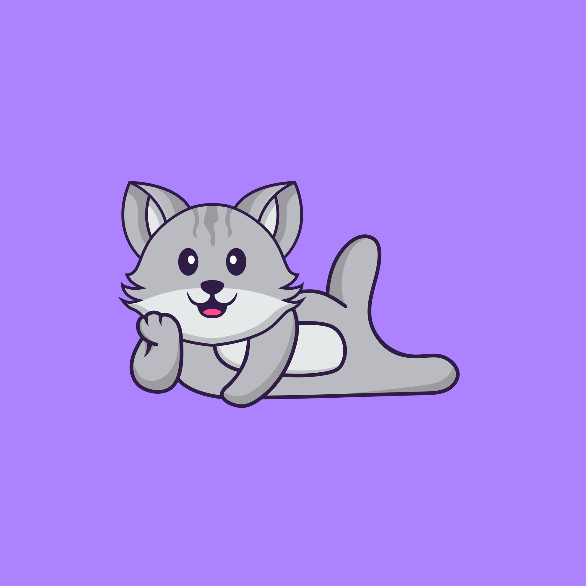 Cute cat lying down. Animal cartoon concept isolated. Can used for t