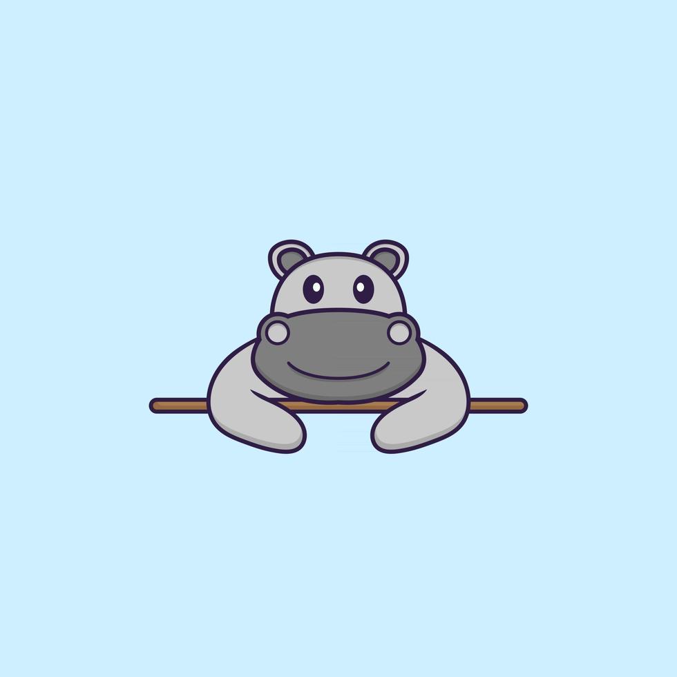 lindo hipopótamo acostado. aislado concepto de dibujos animados de animales. Puede utilizarse para camiseta, tarjeta de felicitación, tarjeta de invitación o mascota. estilo de dibujos animados plana vector