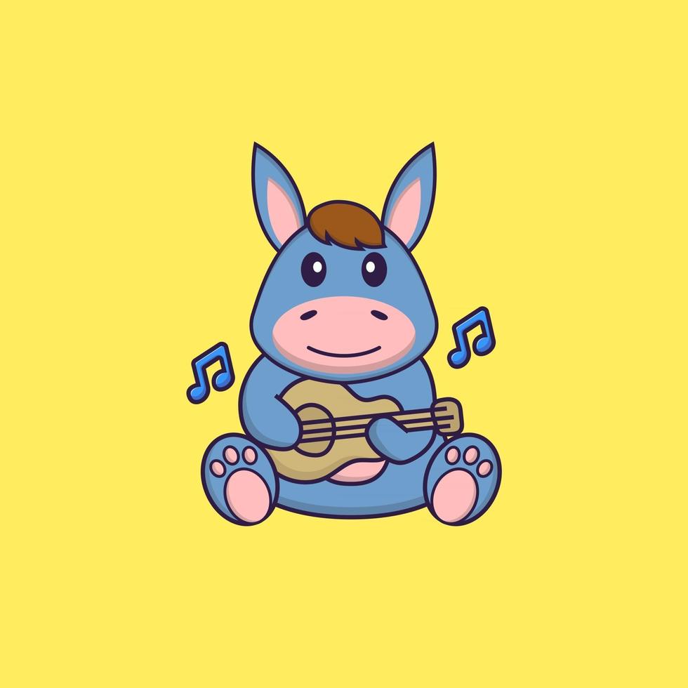 linda llama tocando la guitarra. aislado concepto de dibujos animados de animales. Puede utilizarse para camiseta, tarjeta de felicitación, tarjeta de invitación o mascota. estilo de dibujos animados plana vector