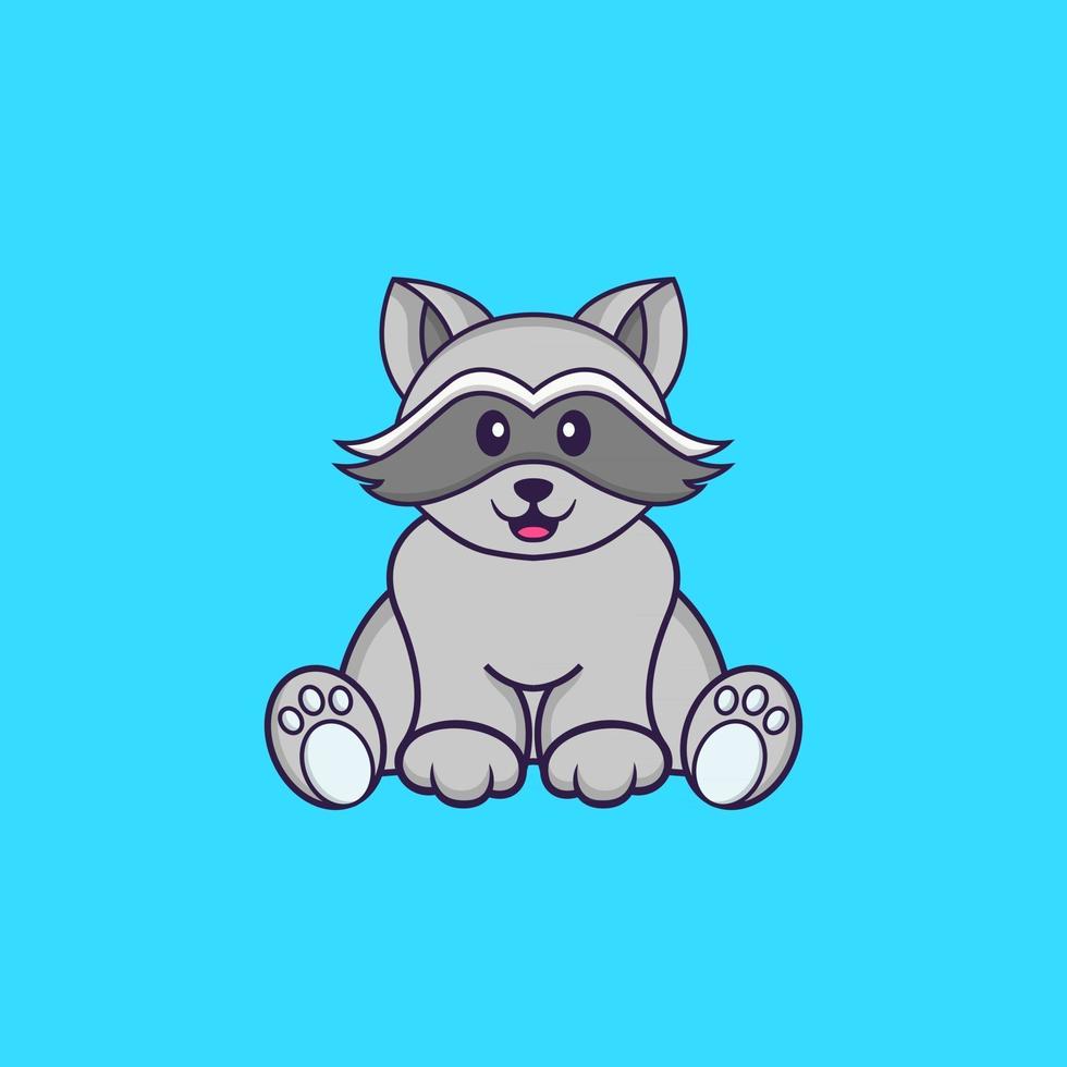 Cute racoon is sitting. Animal cartoon concept isolated. Can used for t-shirt, greeting card, invitation card or mascot. Flat Cartoon Style vector