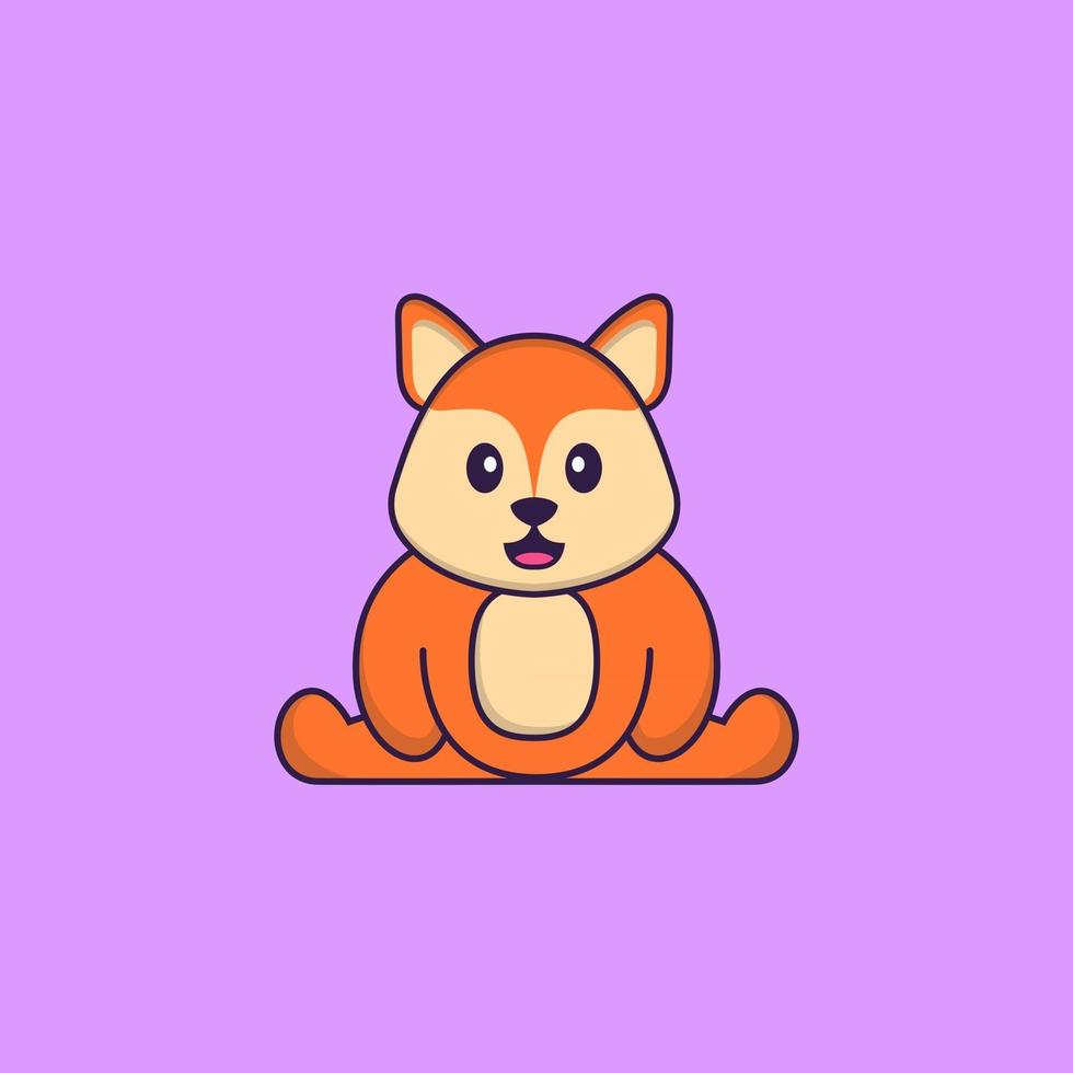 Cute fox is sitting. Animal cartoon concept isolated. Can used for t-shirt, greeting card, invitation card or mascot. Flat Cartoon Style vector