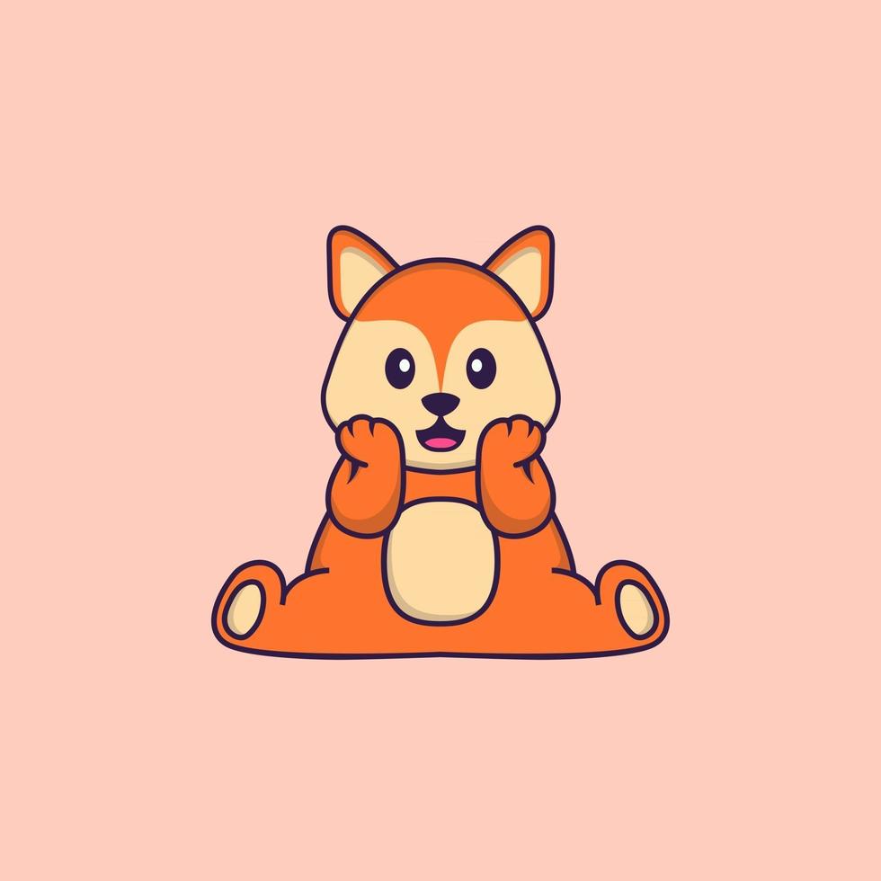 Cute fox is sitting. Animal cartoon concept isolated. Can used for t-shirt, greeting card, invitation card or mascot. Flat Cartoon Style vector