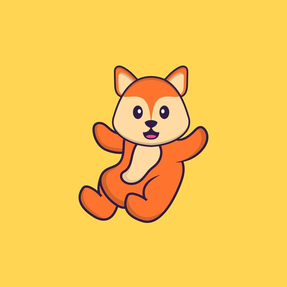 Cute fox is flying. Animal cartoon concept isolated. Can used for t-shirt, greeting card, invitation card or mascot. Flat Cartoon Style vector