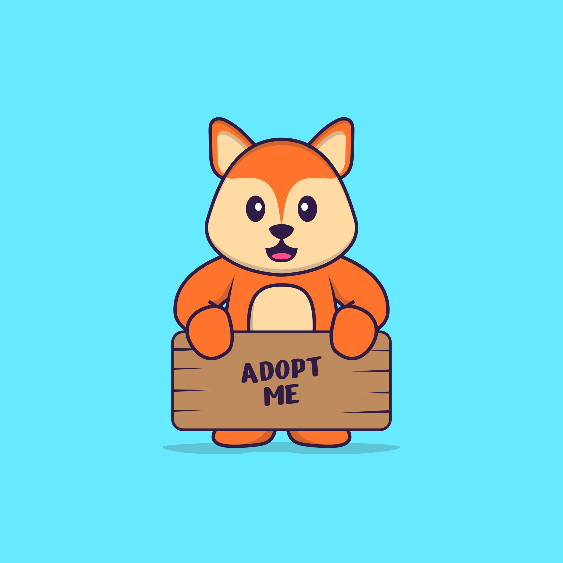 Cute fox holding a poster Adopt me. Animal cartoon concept isolated. Can  used for t-shirt, greeting card, invitation card or mascot. Flat Cartoon  Style 2872335 Vector Art at Vecteezy