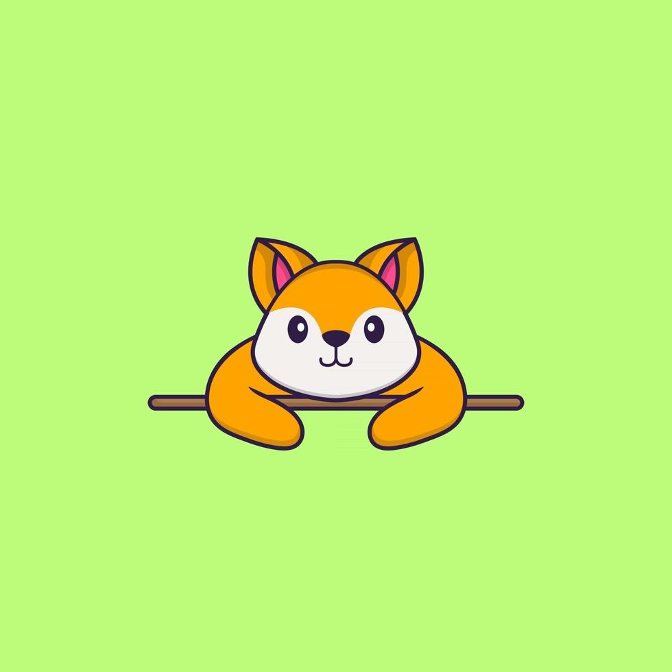 Cute fox lying down. Animal cartoon concept isolated. Can used for t-shirt, greeting card, invitation card or mascot. Flat Cartoon Style vector