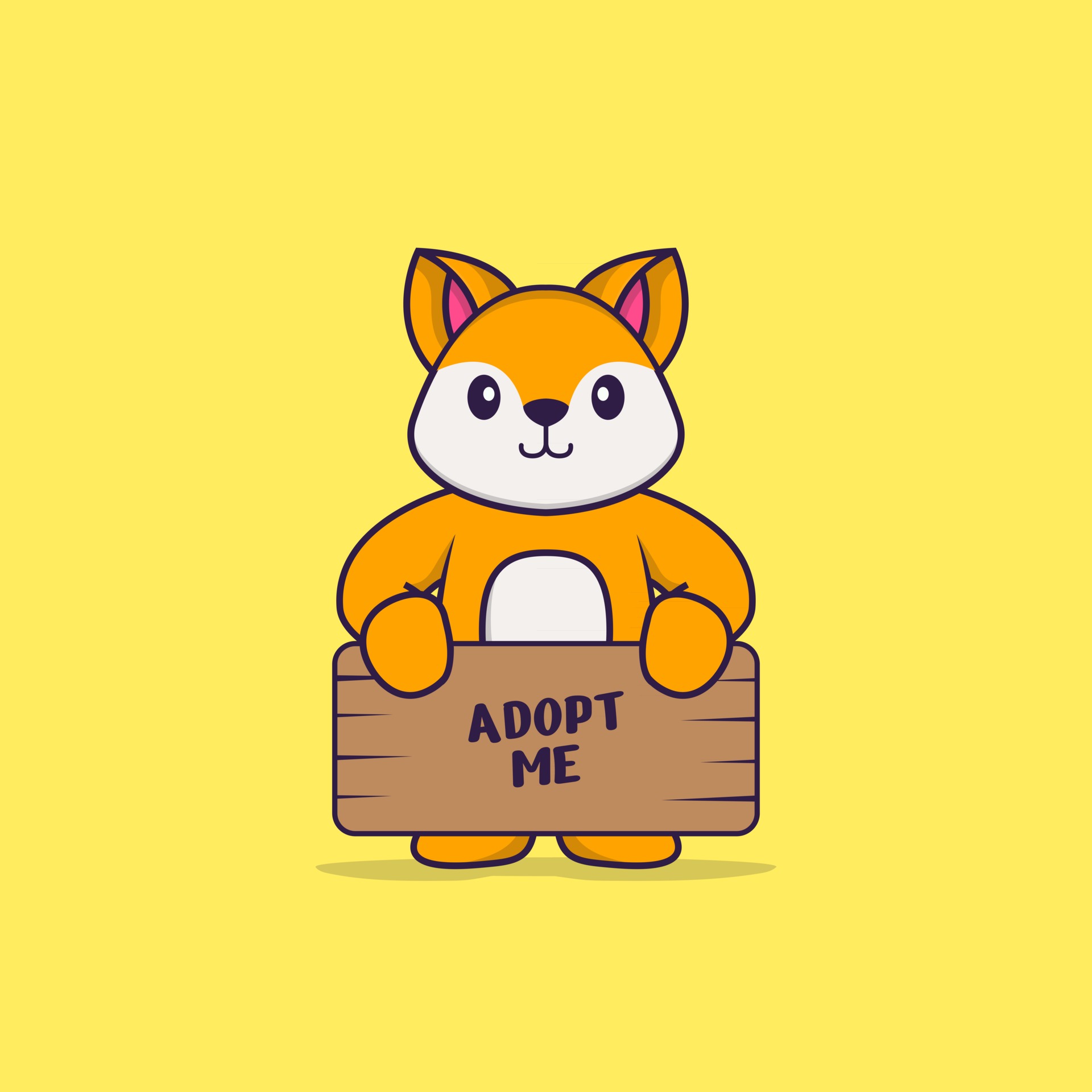 Cute fox holding a poster Adopt me. Animal cartoon concept isolated. Can  used for t-shirt, greeting card, invitation card or mascot. Flat Cartoon  Style 2872335 Vector Art at Vecteezy