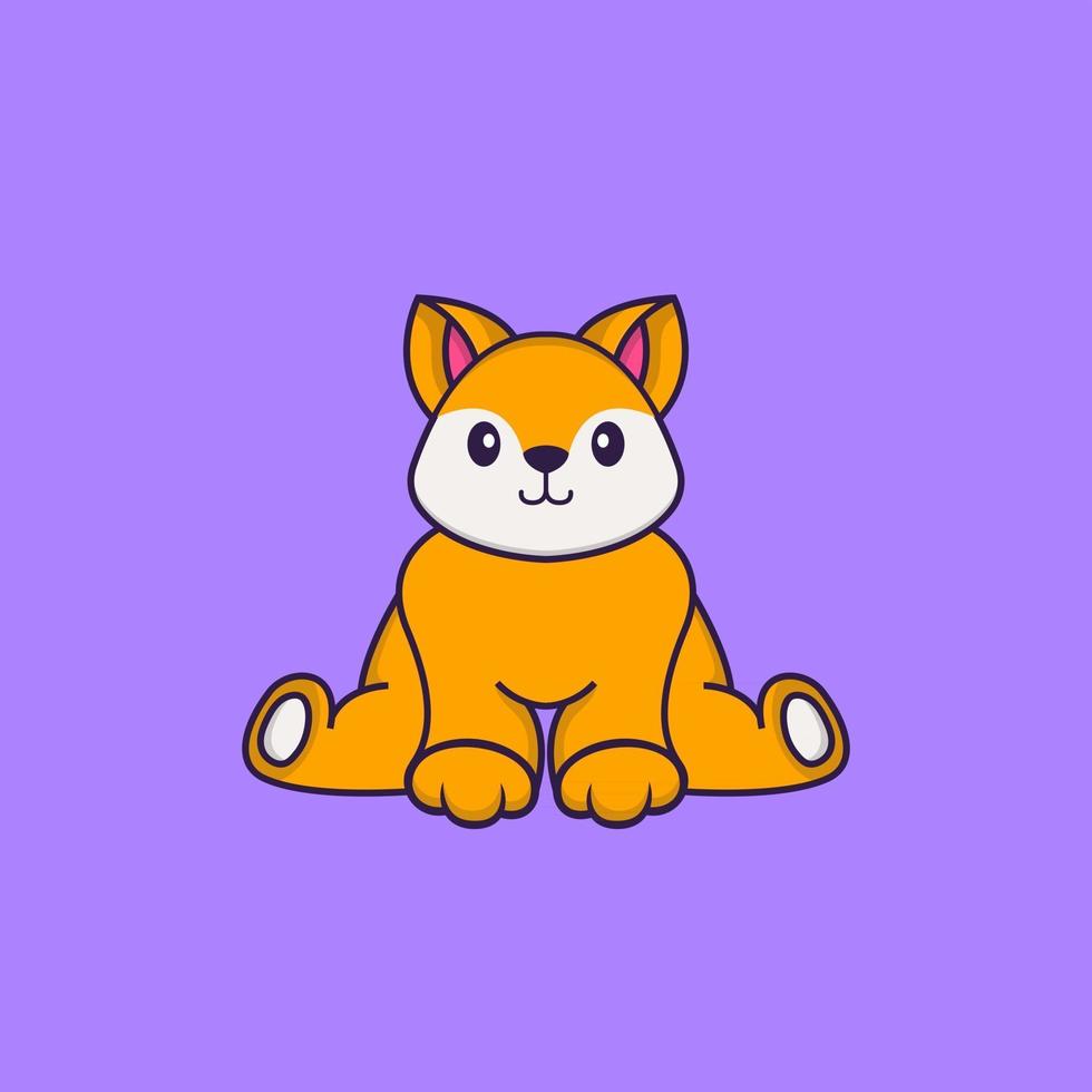 Cute fox is sitting. Animal cartoon concept isolated. Can used for t-shirt, greeting card, invitation card or mascot. Flat Cartoon Style vector