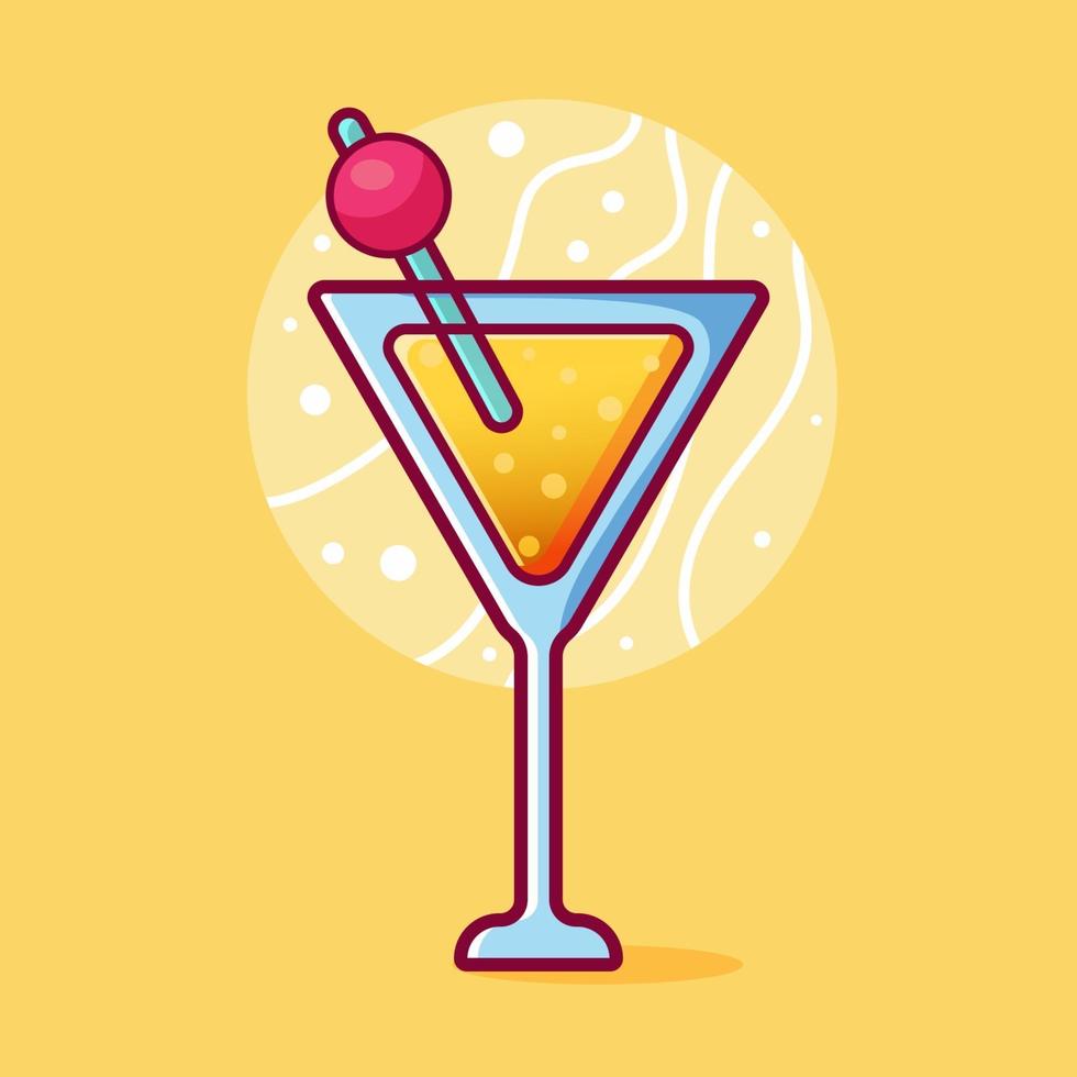 cocktail isolated cartoon illustration in outline flat style vector