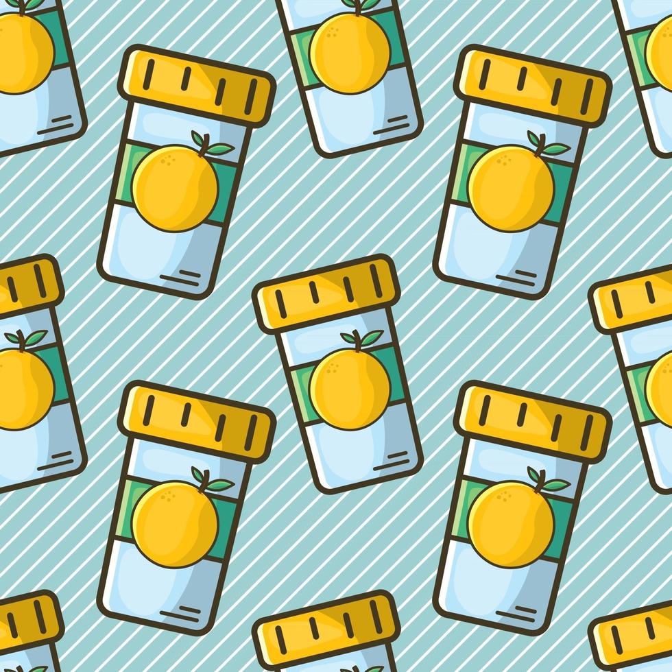 vitamin c bottle seamless pattern vector illustration in flat style