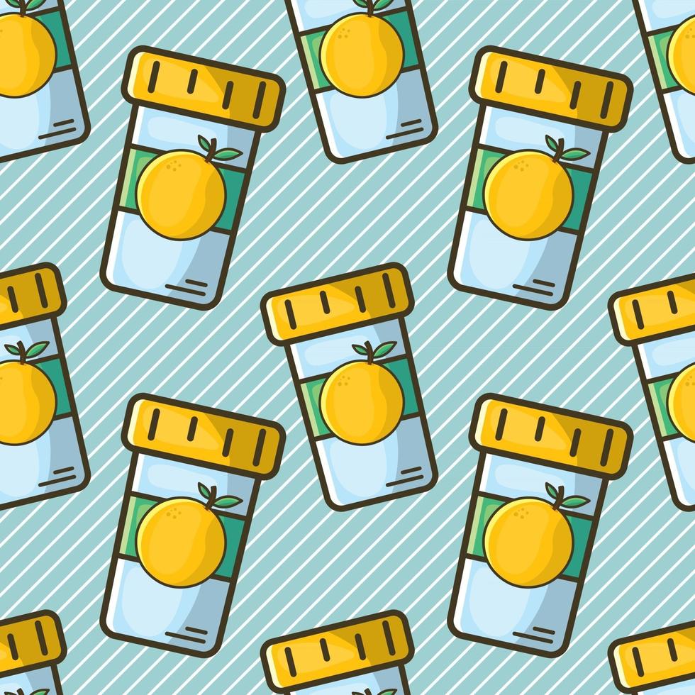 vitamin c bottle seamless pattern vector illustration in flat style