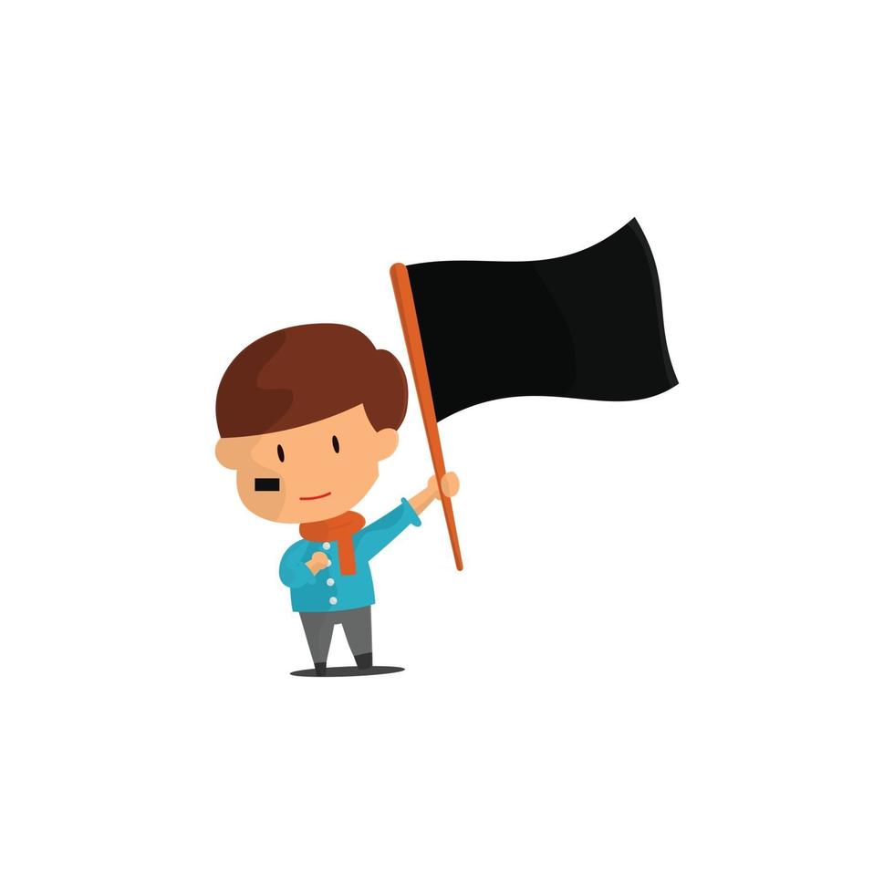 Boy holding a black flag vector
