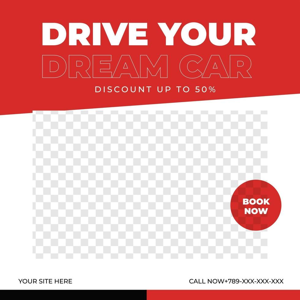 automotriz cuidado de automóviles promoción de ventas de automóviles plantilla de redes sociales estilo urbano rojo vector