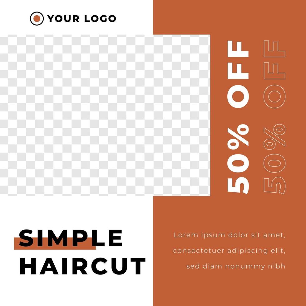 Barbershop hair salon grand opening discount poster social media template brown retro minimalist style vector