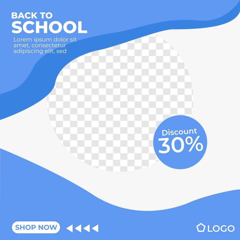 Back to school discount blue poster social media template memphis minimalist style vector