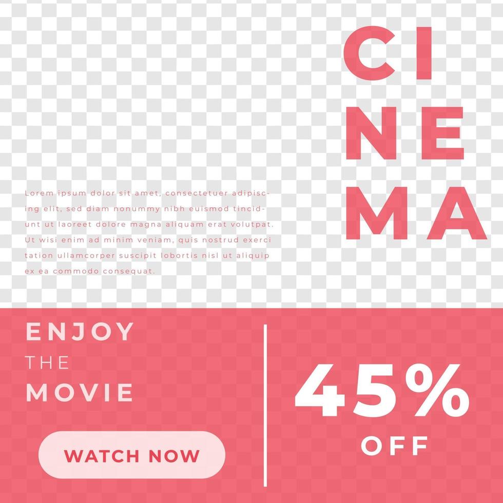 Cinema film grand lauch black freeday discount ticket poster social media template red modern minimalist style vector