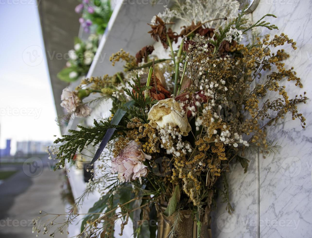 Flowers in cemetery photo