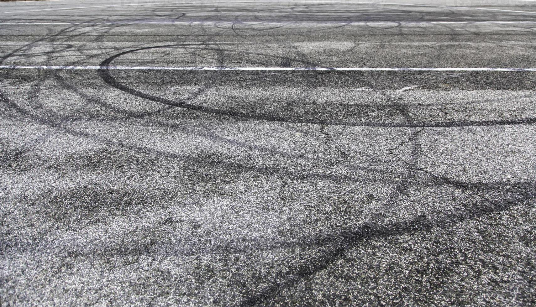 Wheel tracks on street photo