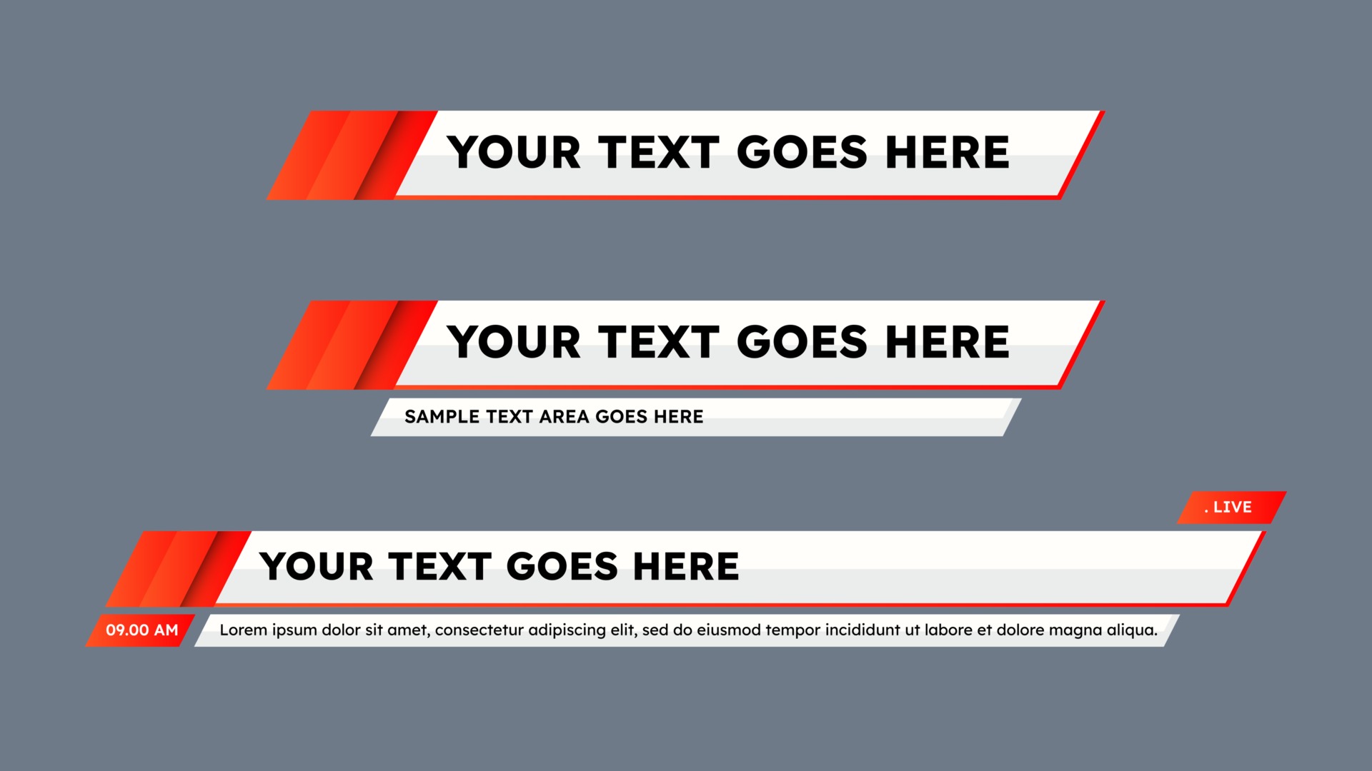 Modern lower third design template. Set of TV banners and bars for news Modern lower third design template. Set of TV banners and bars for news
