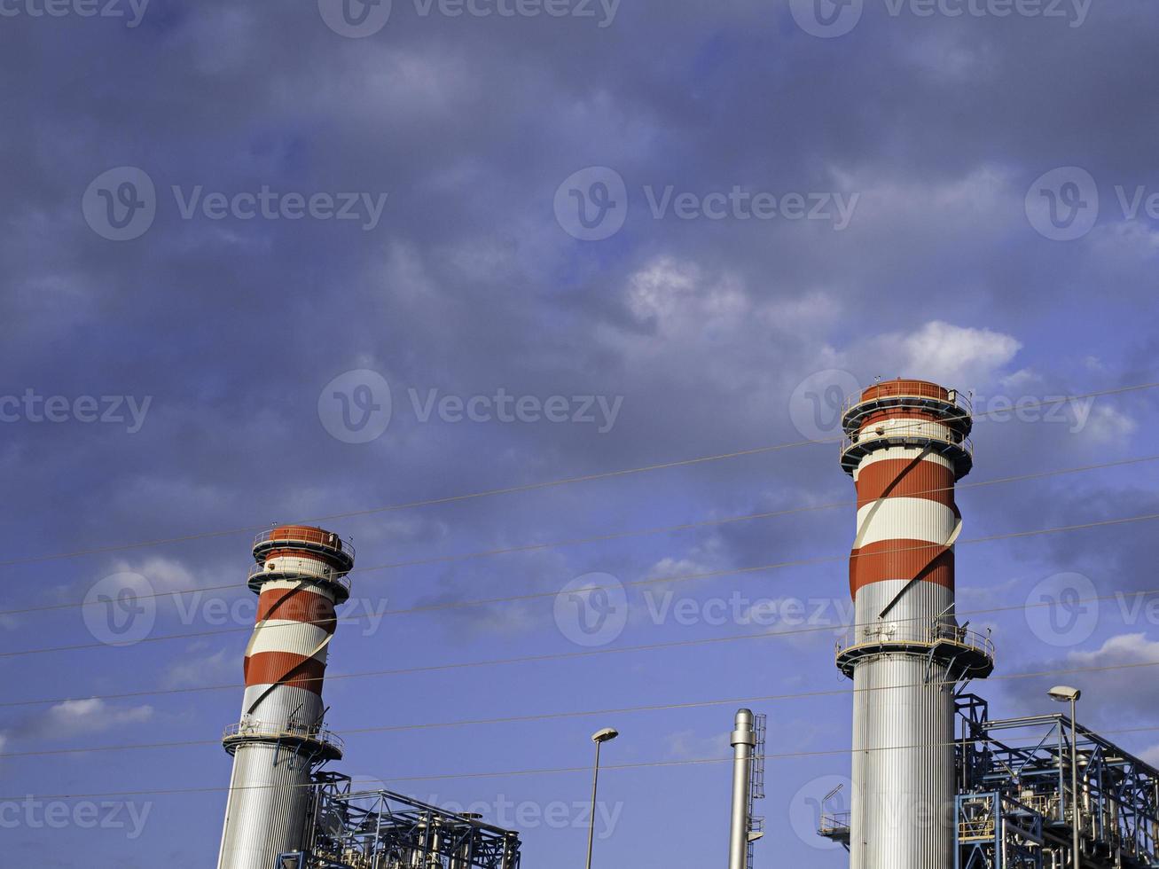 Factory chimney stacks photo