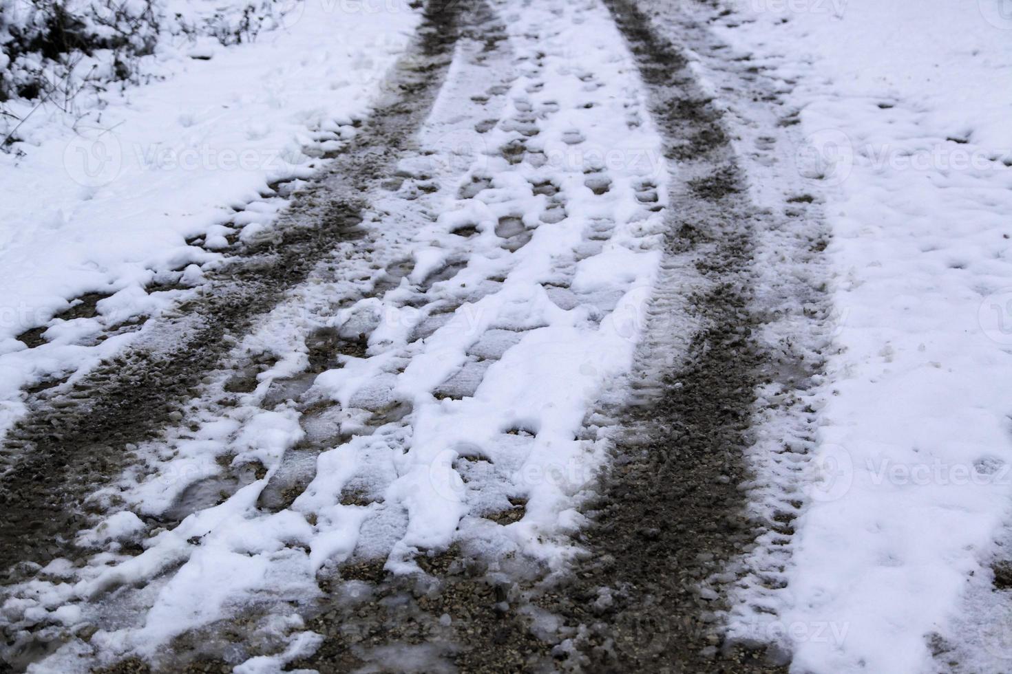 Footprints feet snow photo