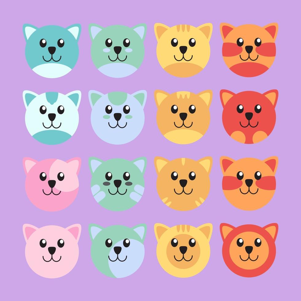 Cute cat set vector illustration