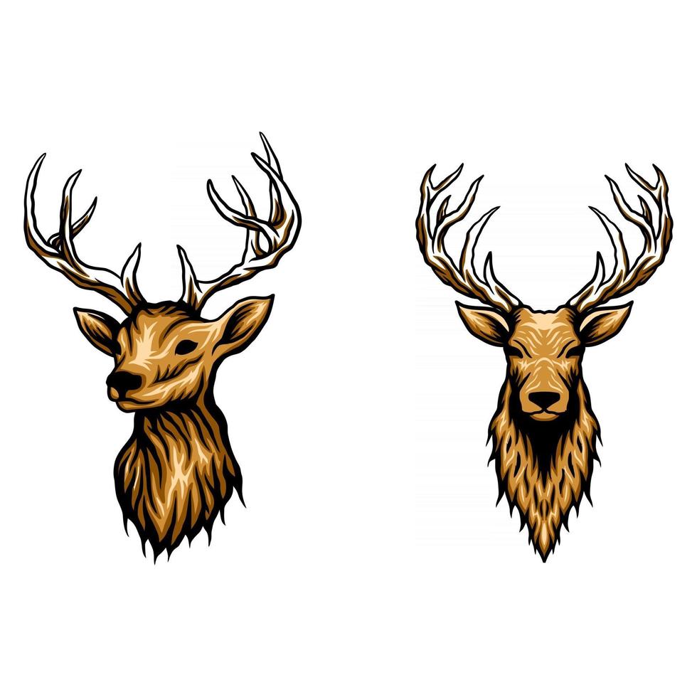 Deer head set vector illustration